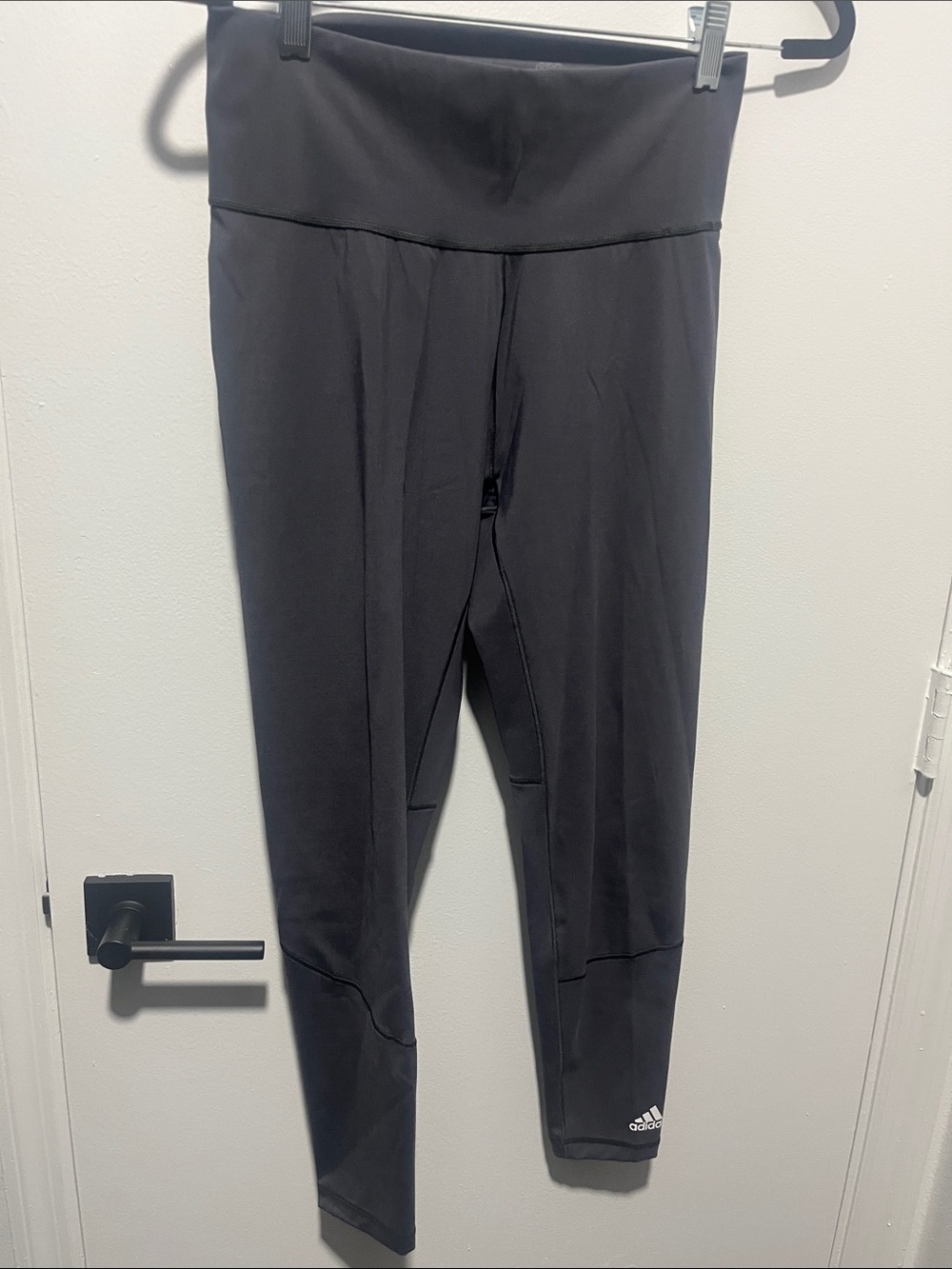 adidas Grey High-Rise Athletic Leggings with Logo